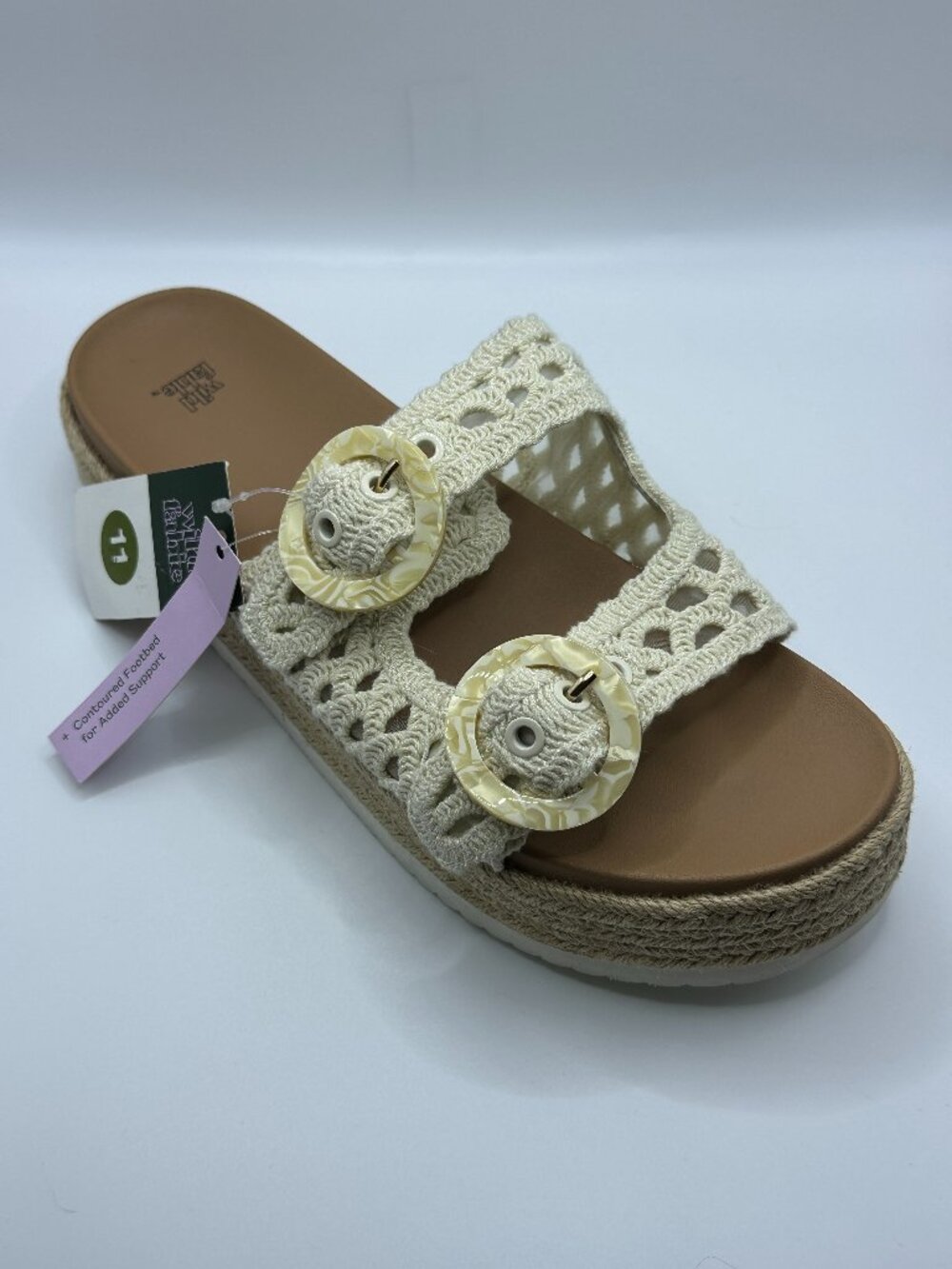 Wild Fable Yael Crochet Double Strap Buckle Platform Slide Sandals Womens 11 NWT